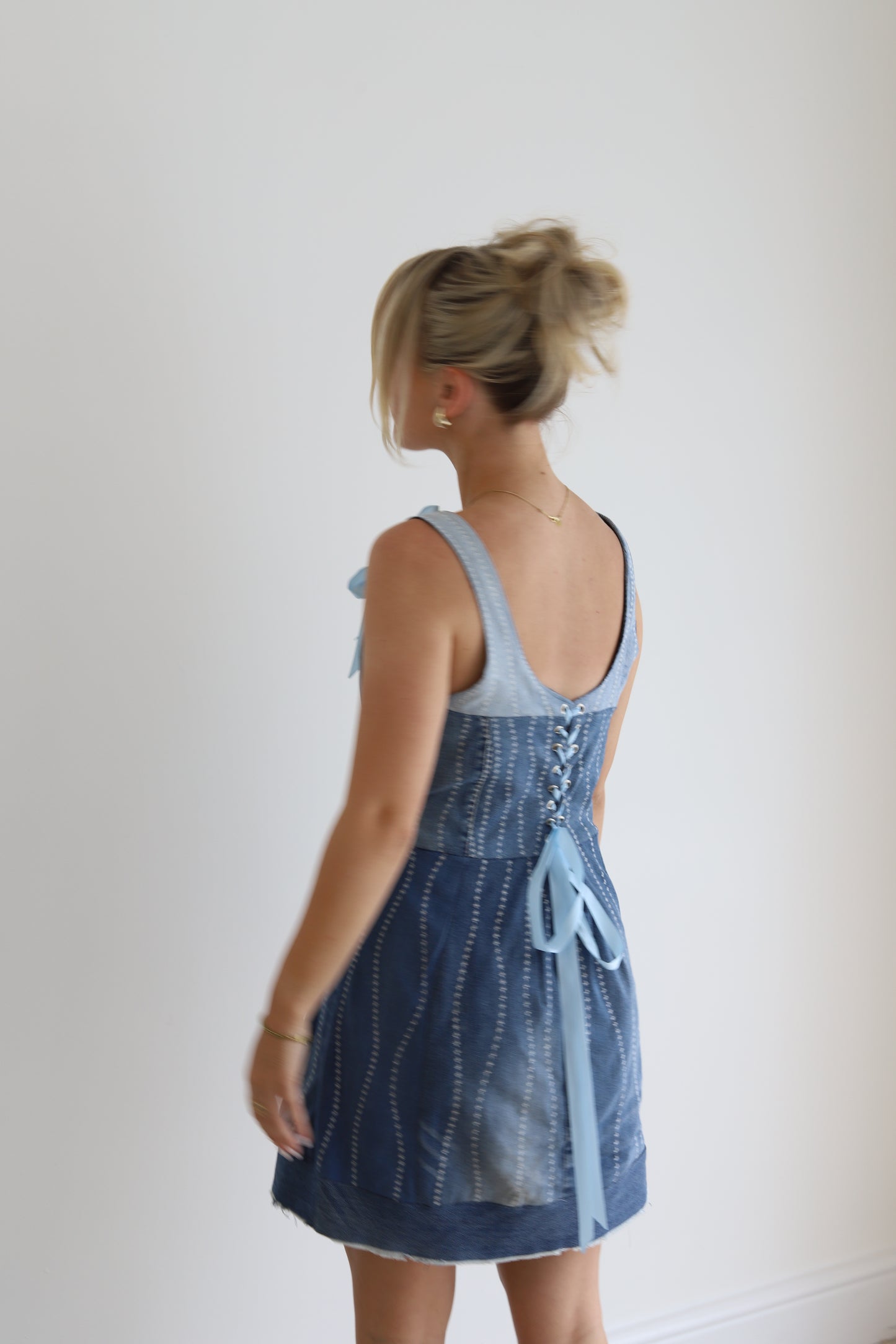 Reworked Denim Dress in Light Blue