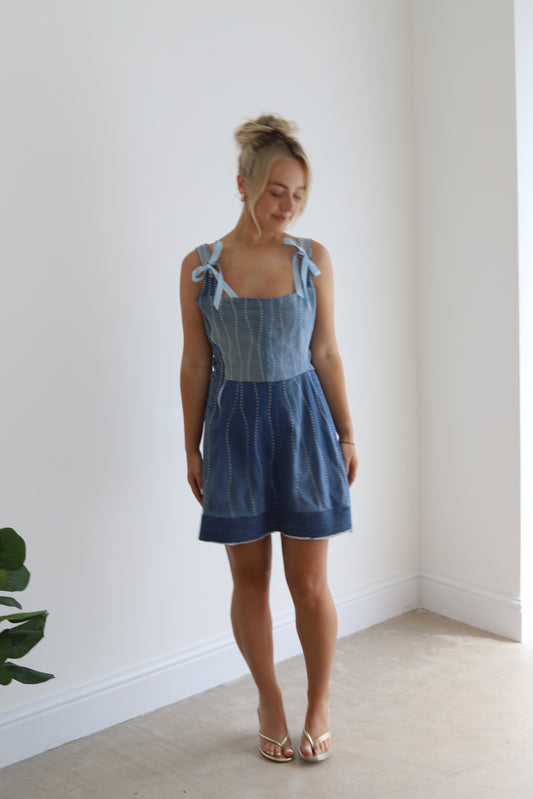 Reworked Denim Dress in Light Blue