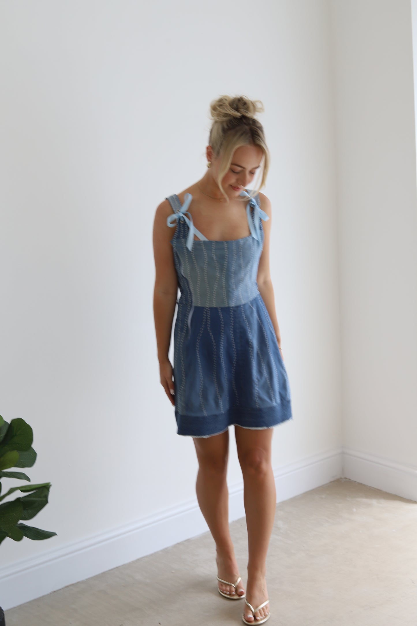 Reworked Denim Dress in Light Blue